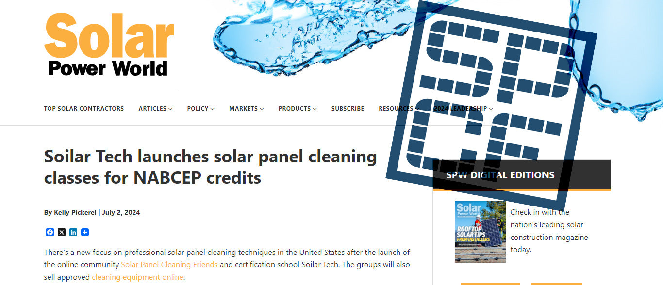 Exciting News: Soilar Tech Launches Solar Panel Cleaning Classes for NABCEP Credits!