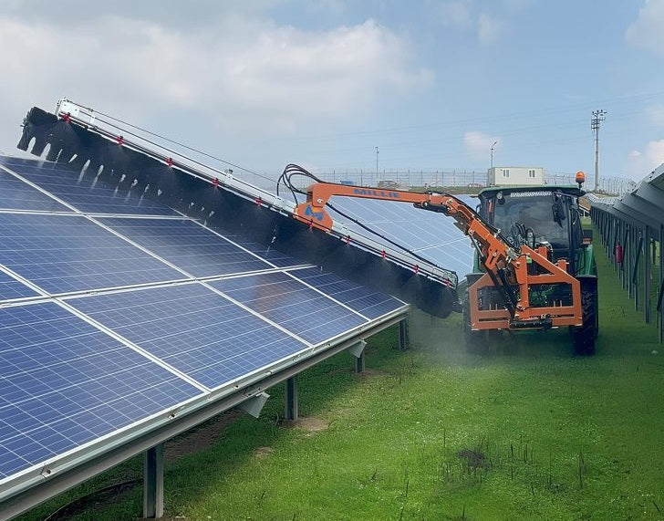 Tractor Brush Solar Cleaning System - Semi-Automation